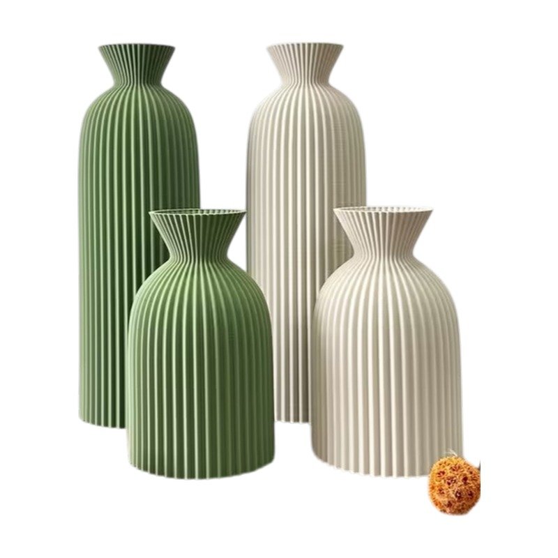 Set of 2 Wavy Decorative Vases for Dried Flowers