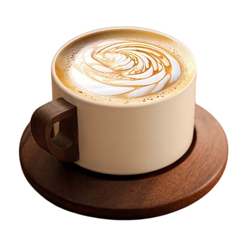 Ceramic Coffee Cup with Wooden Saucer – 250 Ml