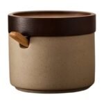 Japanese Spice Jar in Ceramic with Wooden Lid and Spoon