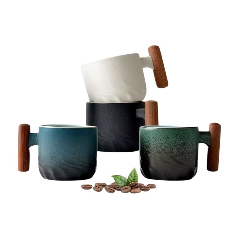 Espresso Cups in Ceramic with Wooden Handle – 2 Pcs.
