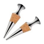 Wine Stoppers with Cork and Stainless Steel – Set of 2
