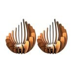 Lotus Shaped Wooden Candle Holders for Tealights – 2 Pcs.