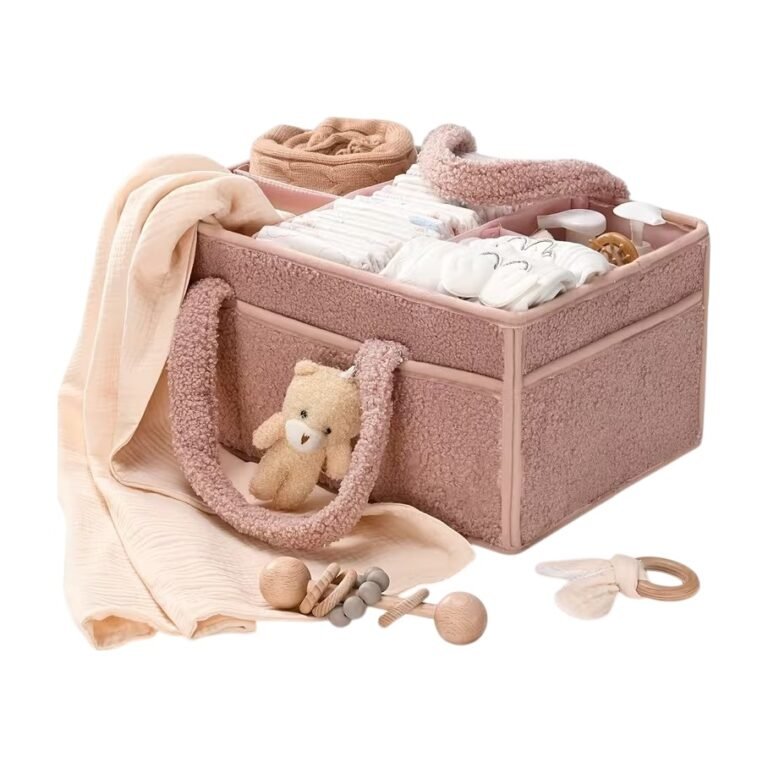Nappy Storage with Compartments and Handles for Changing Table