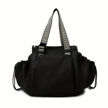 Large 2-in-1 Bag and Backpack with 15 Pockets and Drawstring Sides – Black