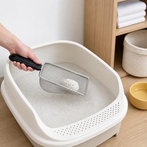 Cat Litter Scoop in Stainless Steel in use