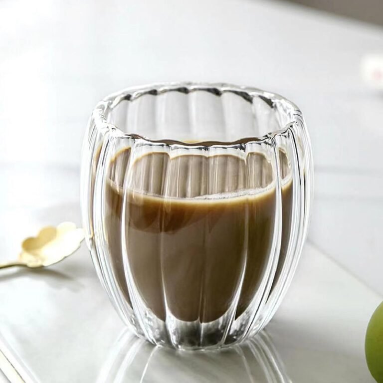 Double-Walled Coffee Glasses in use