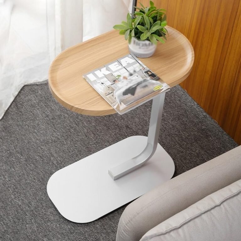 Space-Saving C-Shaped Side Table in use