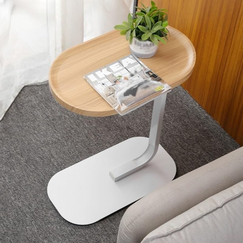 Space-Saving C-Shaped Side Table in use