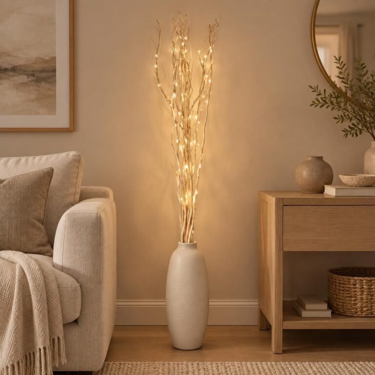 LED Branch Lights in White Birch Look in use