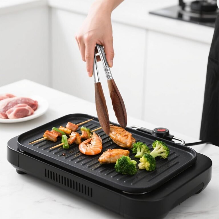 Grill Tongs in Stainless Steel in use