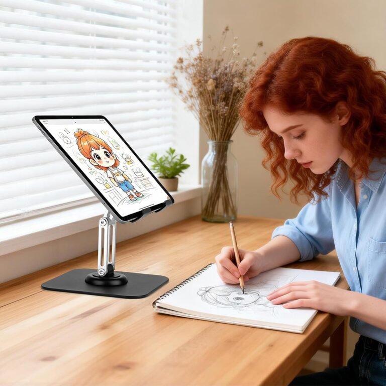 Rotatable Tablet Stand in use