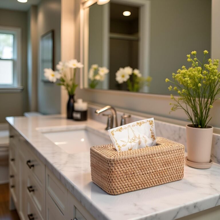 Rattan Napkin Holder in use