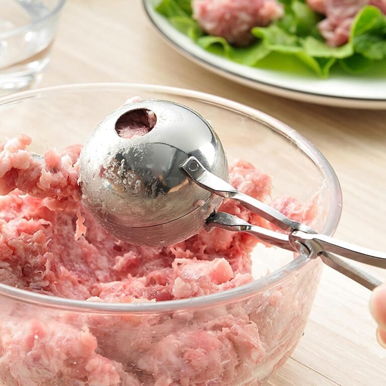 Meatball Maker in Stainless Steel in use