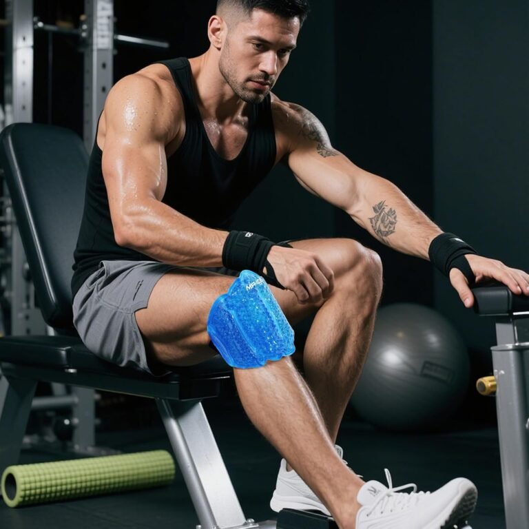 Knee Ice Pack in use