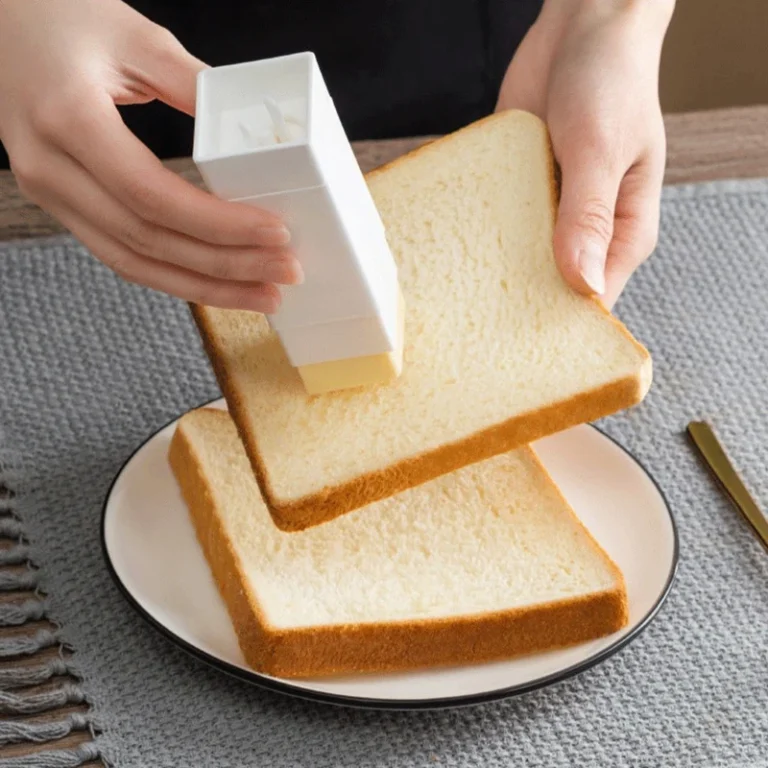 Butter stick spreading butter on a slice of bread