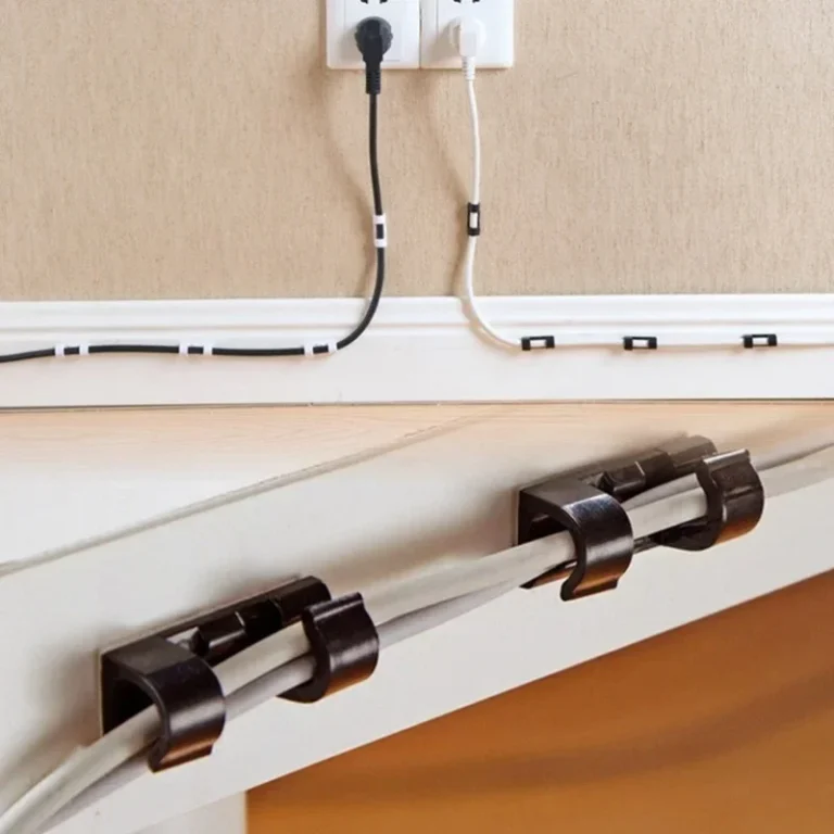Cable Clips in Clear Plastic in use at home