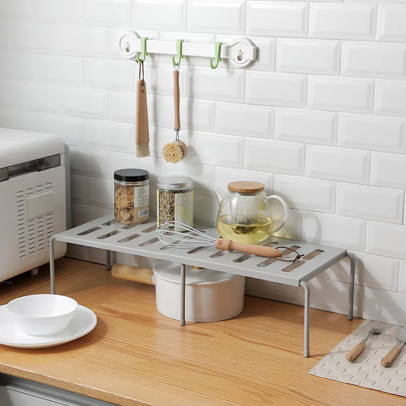 Folding Kitchen Shelf in Beige and White in use at home