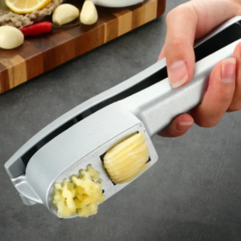 Garlic Press and Chopper in use
