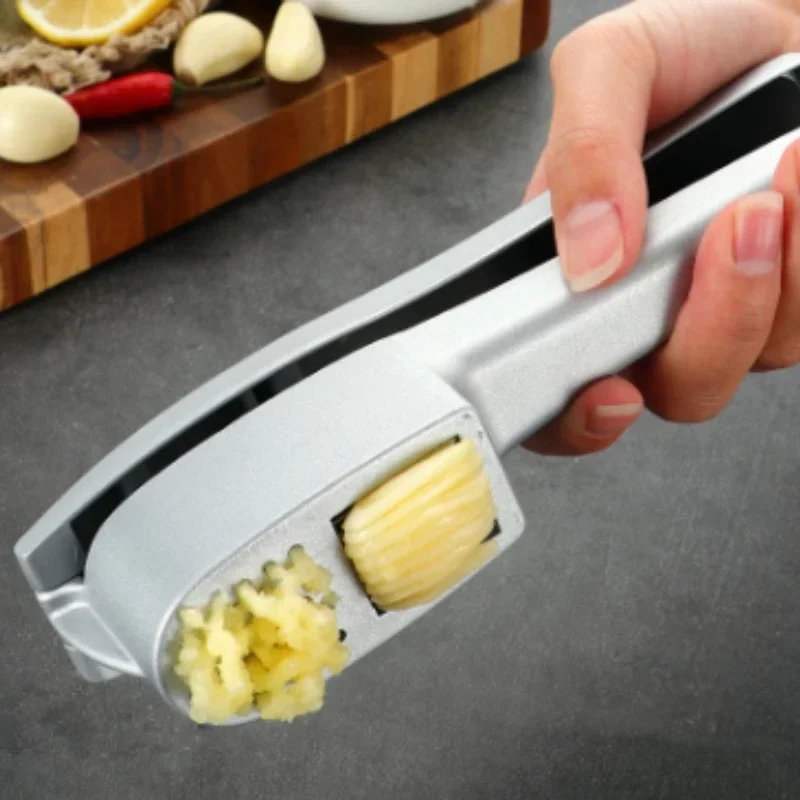 Garlic Press and Chopper in use