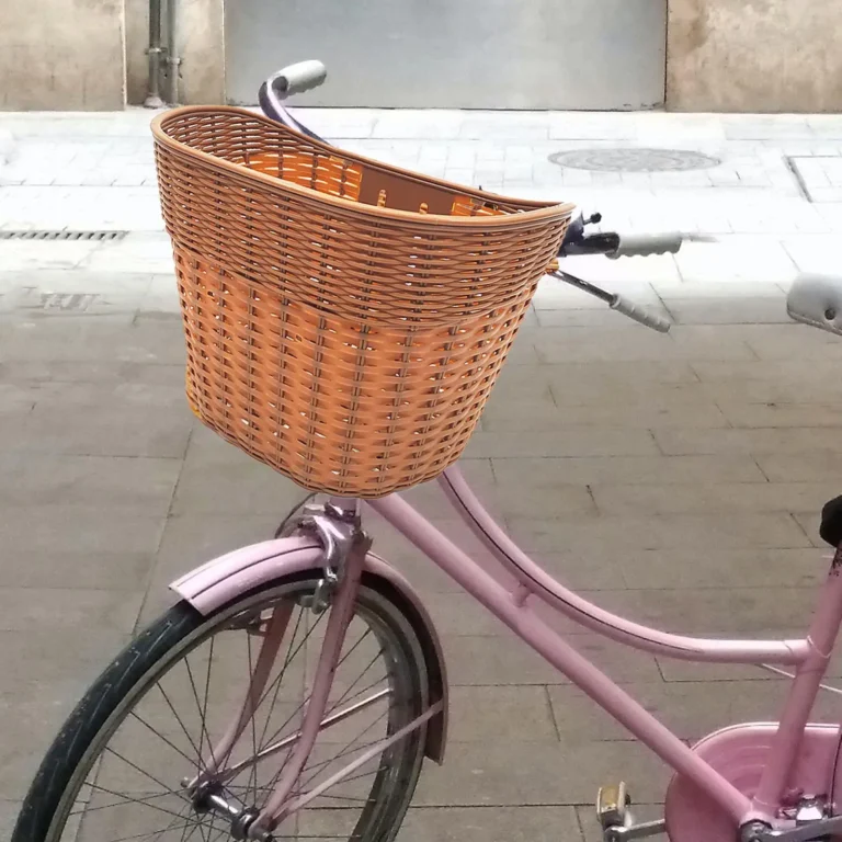 Rattan Bicycle Basket in use at home