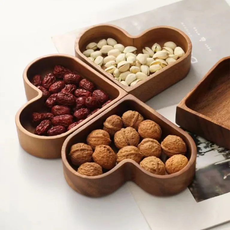 Heart-Shaped Wooden Tray in use at home