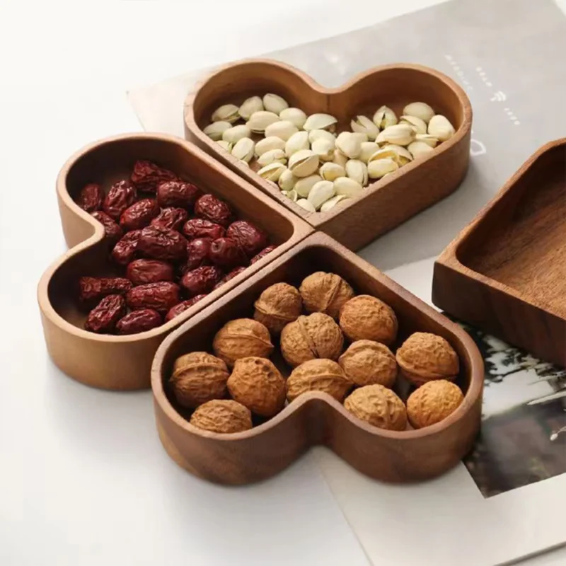 Heart-Shaped Wooden Tray in use at home