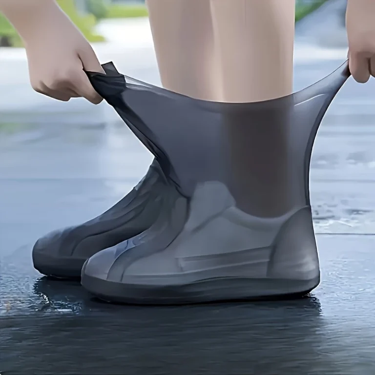 Shoe Covers in Black and White in use at home