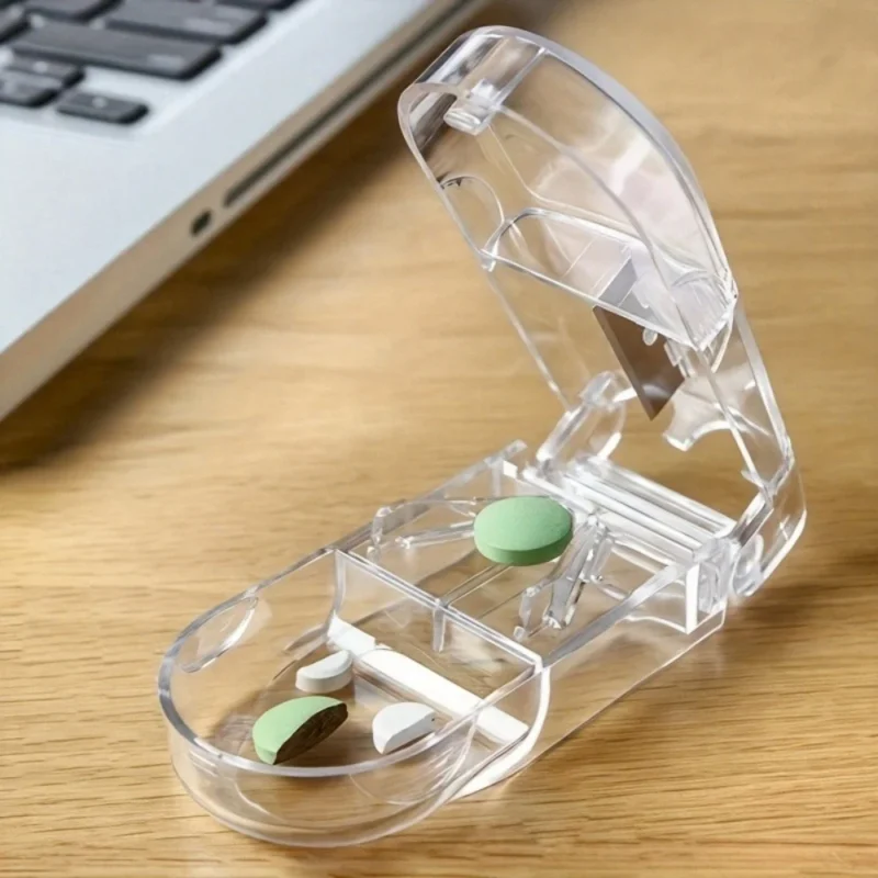 Pill Crusher in Transparent Plastic in use at home