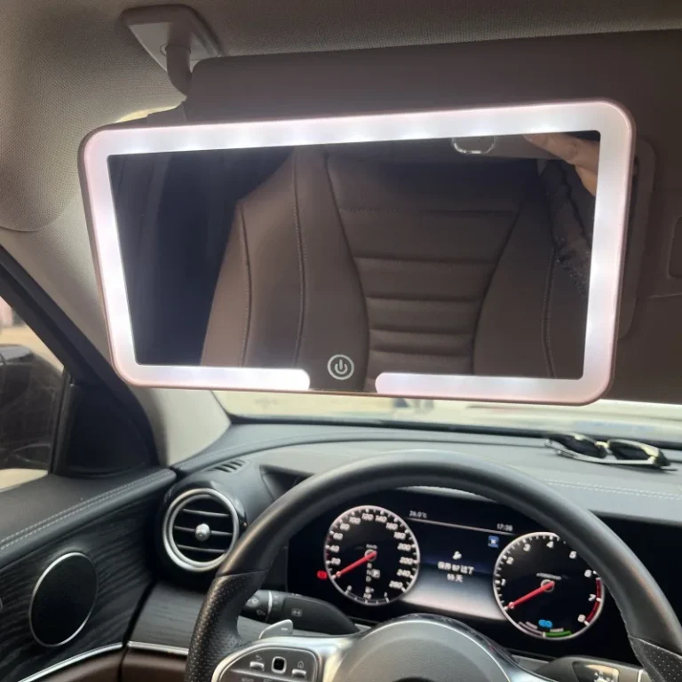 LED vanity mirror fitted to a car sun visor