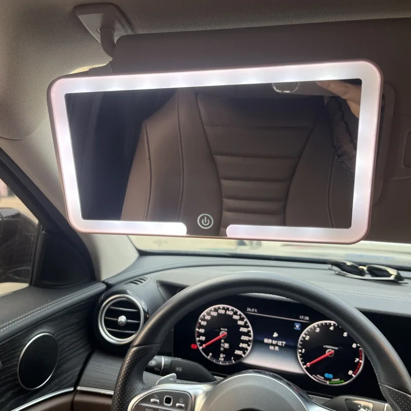 LED vanity mirror fitted to a car sun visor