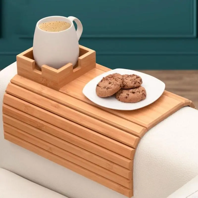 Bamboo Sofa Table Tray in use at home
