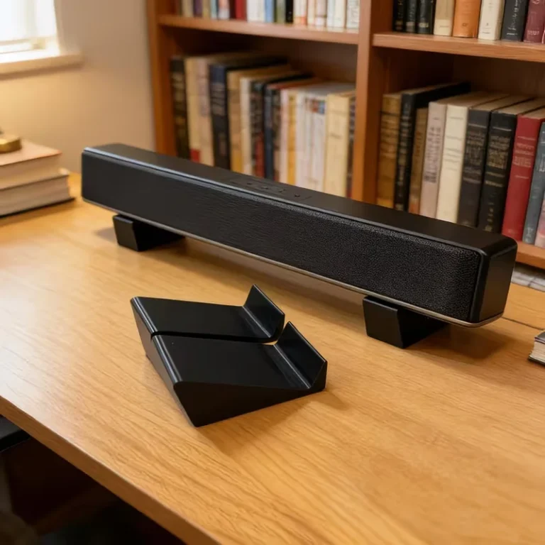 Table Speaker Stand Black 2-Pack in use