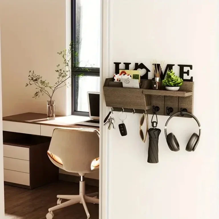 Key Holder in Wood in Brown in use at home