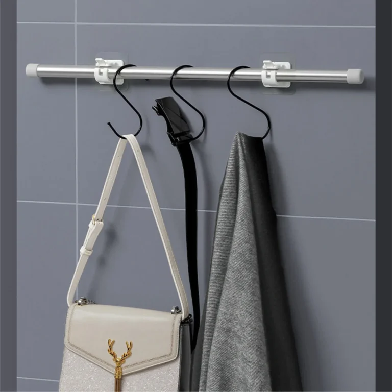 Clamp Rod Hanger Without Drilling Transparent Set in use at home