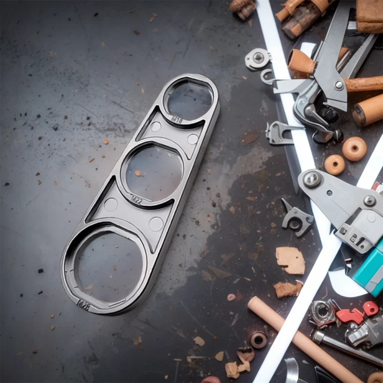 Tap wrench next to plumbing tools on a workbench
