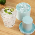 Silicone Ice Cube Container in Blue in use at home