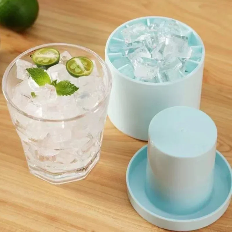 Silicone Ice Cube Container in Blue in use at home