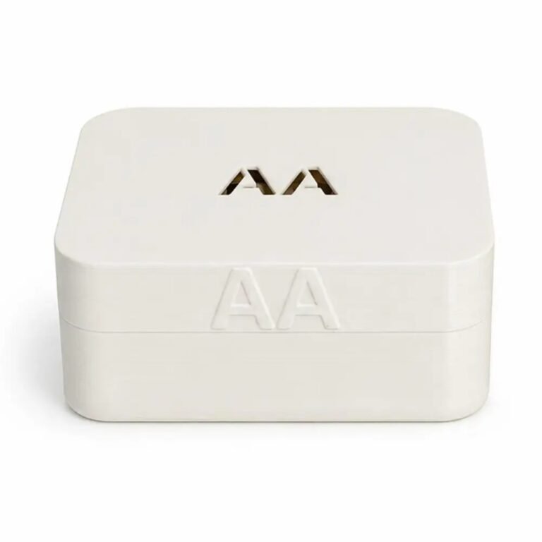 Honeycomb battery storage box with lid – AA – White