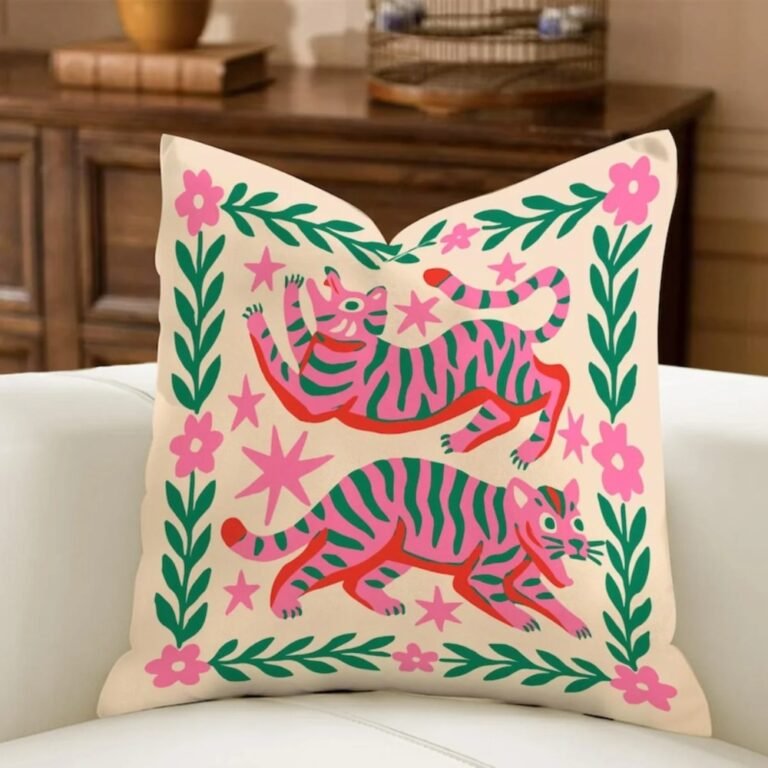 Tiger cushion cover on a sofa