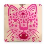 Boho Folk-Art Cushion Covers – 6 Colourful Designs – Pink cat