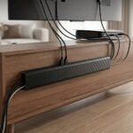 Cable channel fitted behind TV unit