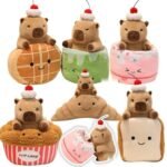 Capybara plush hiding in cake, croissant, toast and pineapple bun – 6 styles
