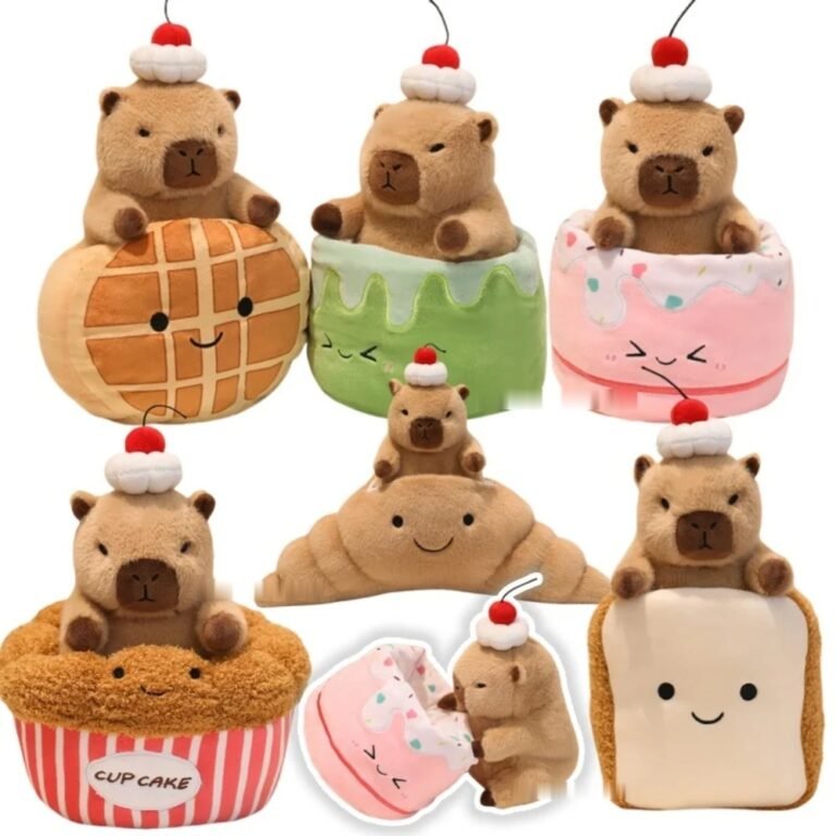 Capybara plush hiding in cake, croissant, toast and pineapple bun – 6 styles