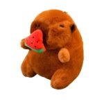 Capybara plush keyring with watermelon