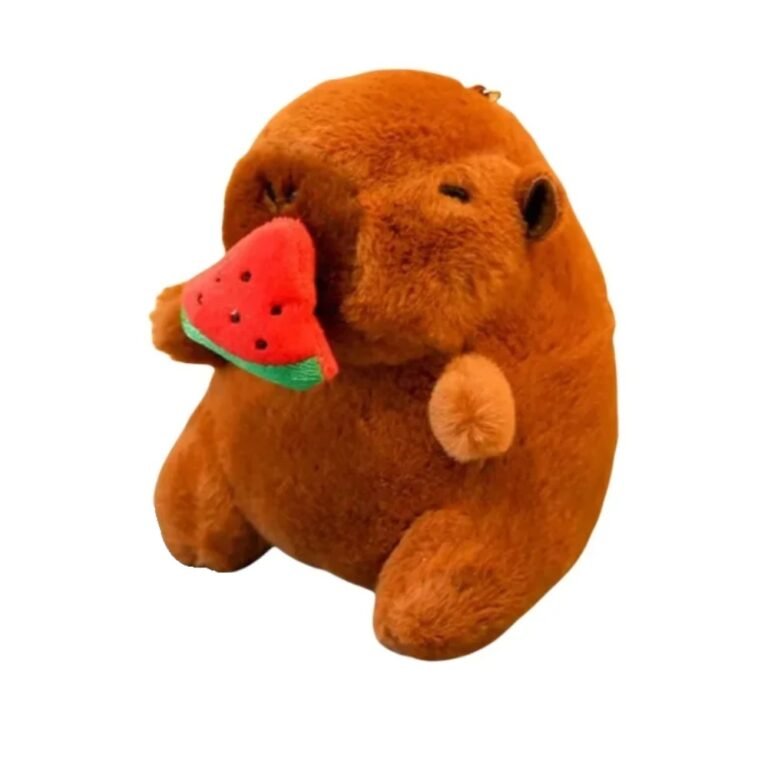 Capybara plush keyring with watermelon