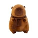 Capybara plush toy with knitted scarf, 30 cm