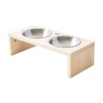 Raised Cat Feeder Stand with 2 Bowls – Birch