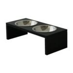 Raised Cat Feeder Stand with 2 Bowls – Black