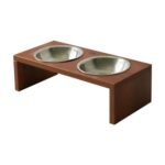 Raised Cat Feeder Stand with 2 Bowls – Cherry