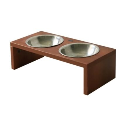Raised Cat Feeder Stand with 2 Bowls – Cherry